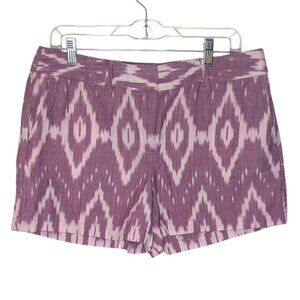 NWT LOFT 4" Short Purple White Cotton Pockets - SZ 8